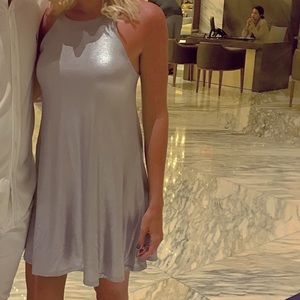 Silver halter dress.